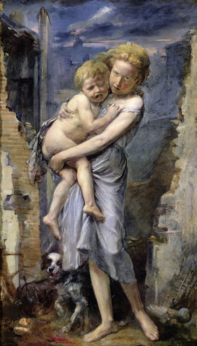 Hermano y hermana, dos huérfanos del sitio de París en 1870-71 de Jean Baptiste Carpeaux